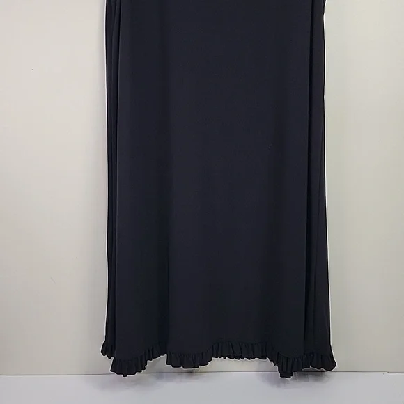 NIK AND NASH SLEEVELESS BLACK SLIP DRESS W/RUFFLES - Picture 6 of 7